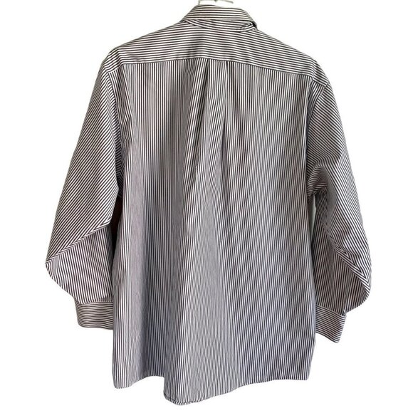 Geoffrey Beene Pinpoint Oxford Wrinkle Free Grey White Button Down Shirt Neck 17 - Picture 6 of 8